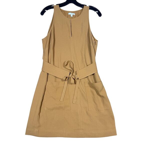 Joie Camel Tan Sleeveless Belted Shift Dress Size M - Picture 3 of 7